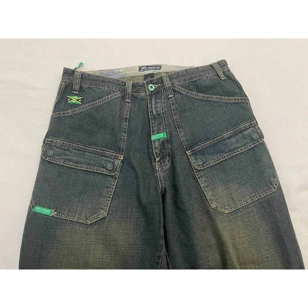 Vintage LRG Cargo Baggy Wide Leg Y2K Jeans Mens 38x33 Blue Streetwear Skate